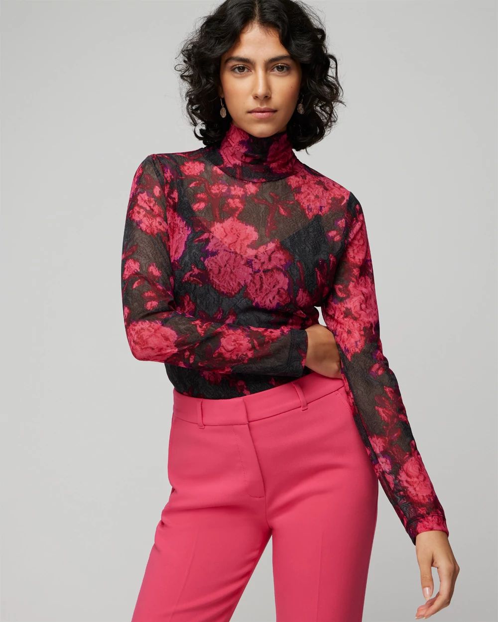 Red sheer turtleneck hotsell